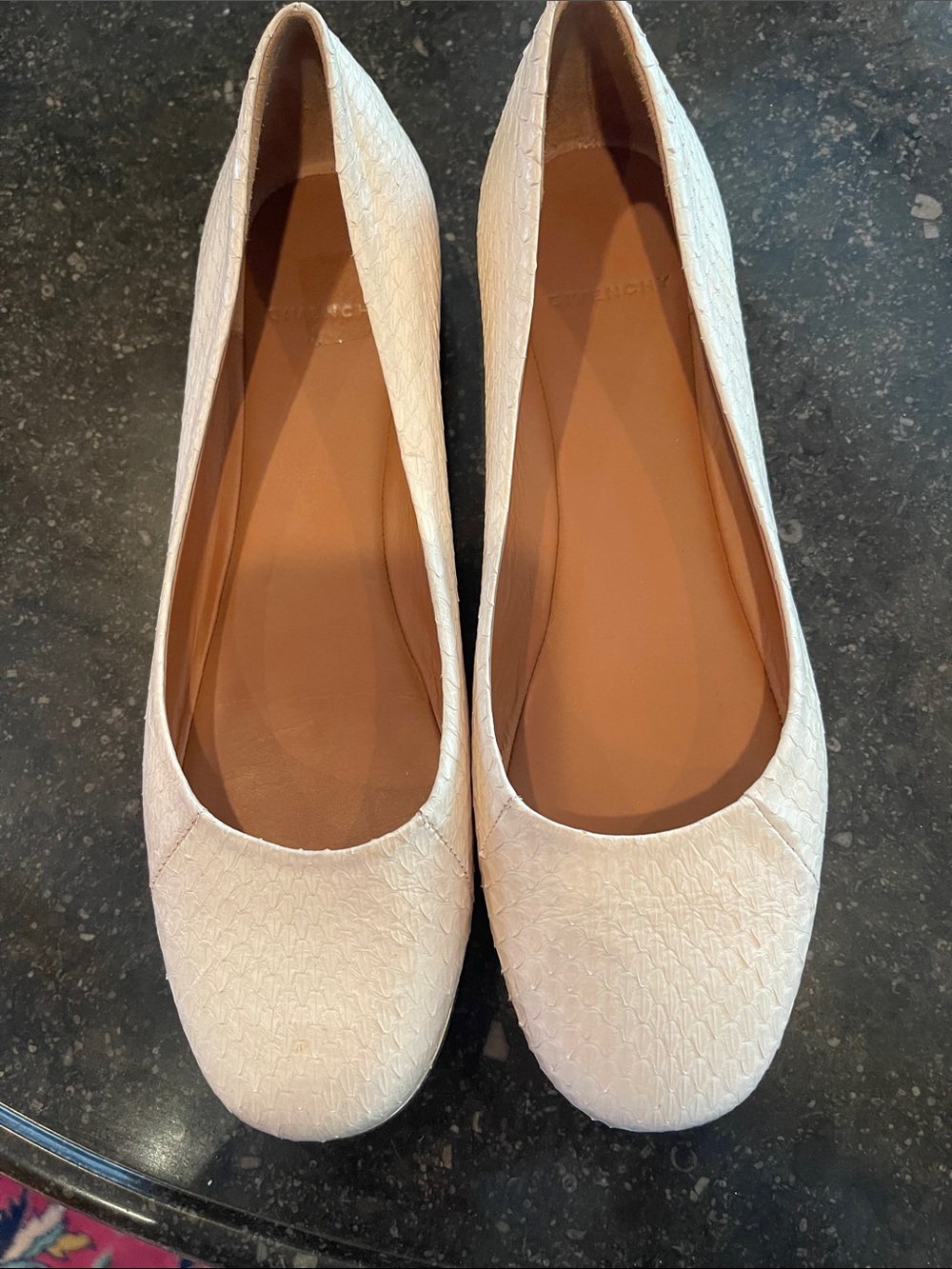 Givenchy Ivory Textured Ballet Flats